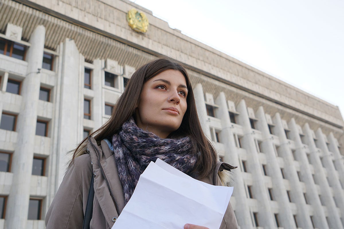 Veronica Fonova, a 27-year-old web designer, became a women’s rights activist after realizing that even in feminist groups the main speakers are still men. She and her friends created the women-only group KazFem, a platform for feminist activism in Kazakhstan. Photo: UN Women/ Daria Komleva