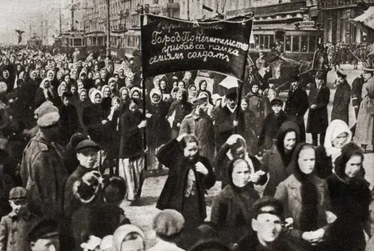 women march for their rights in Russia, 1911. 